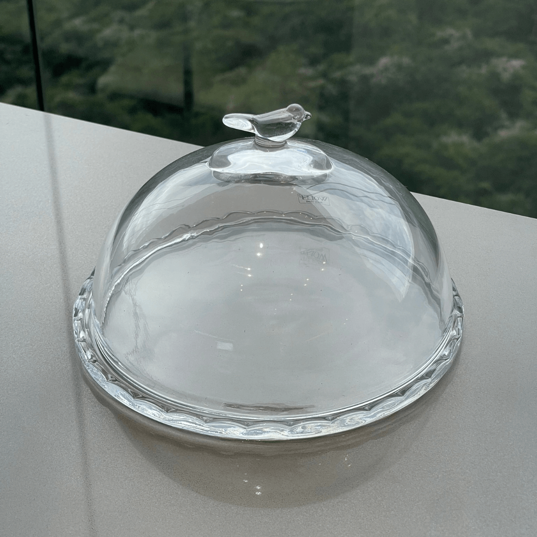 Queijeira com Tampa Bird Cristal 20cm - Ela Decora