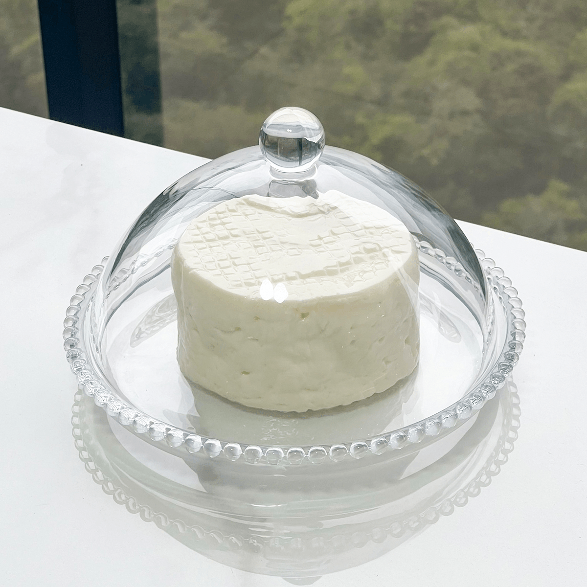 Queijeira Cristal Pearl Bolinha - 20 cm - Ela Decora