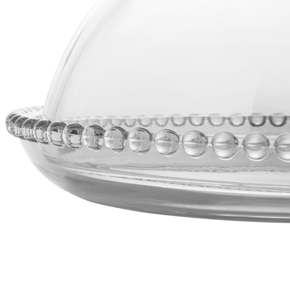 Queijeira Cristal Pearl Bolinha - 20 cm - Ela Decora