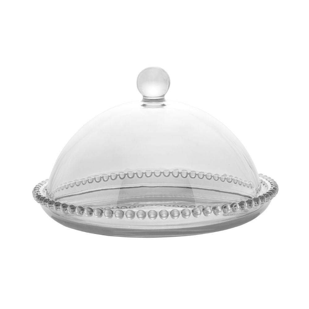 Queijeira Cristal Pearl Bolinha - 20 cm - Ela Decora