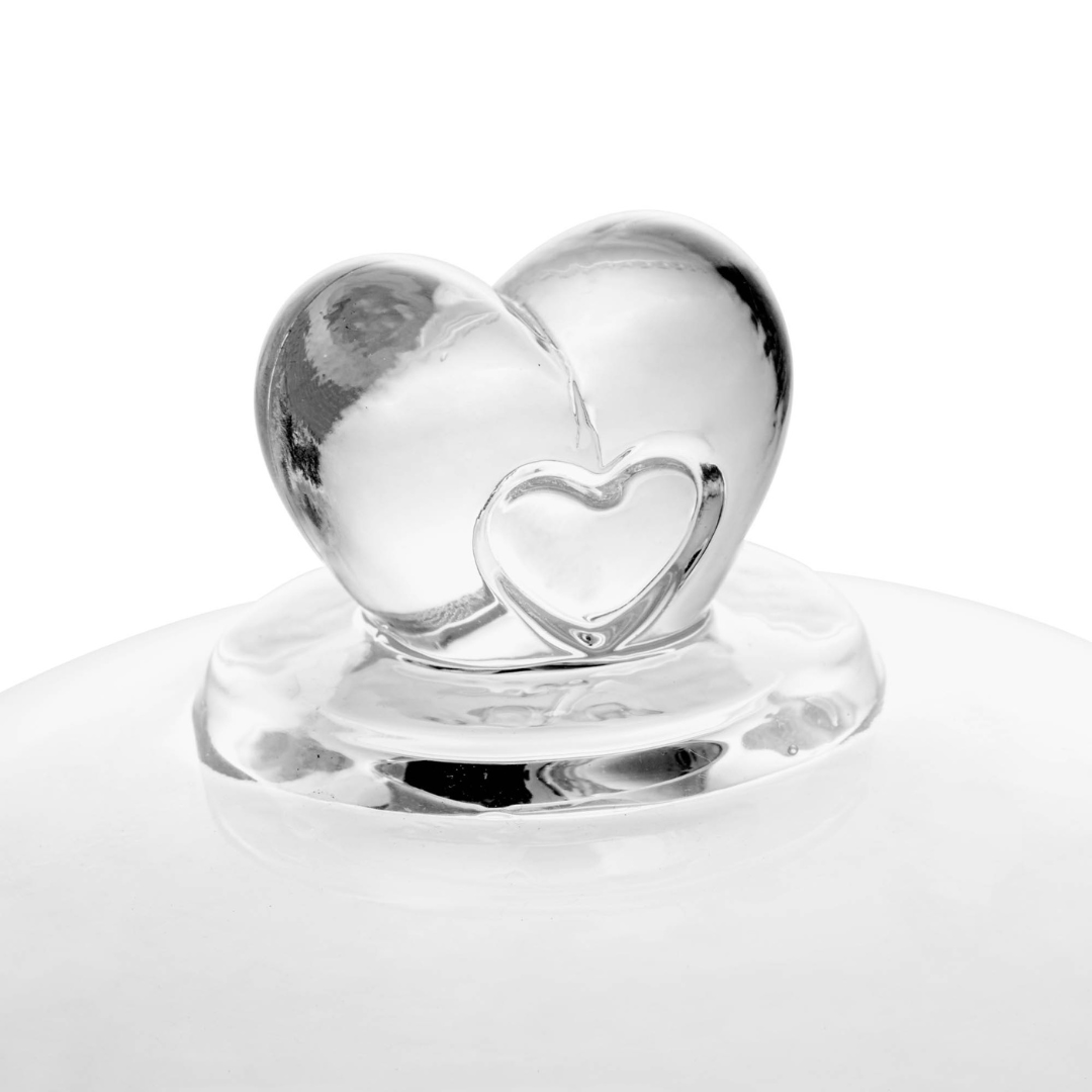 Queijeira de Cristal de Chumbo Tampa Coração 19,5 cm - Ela Decora