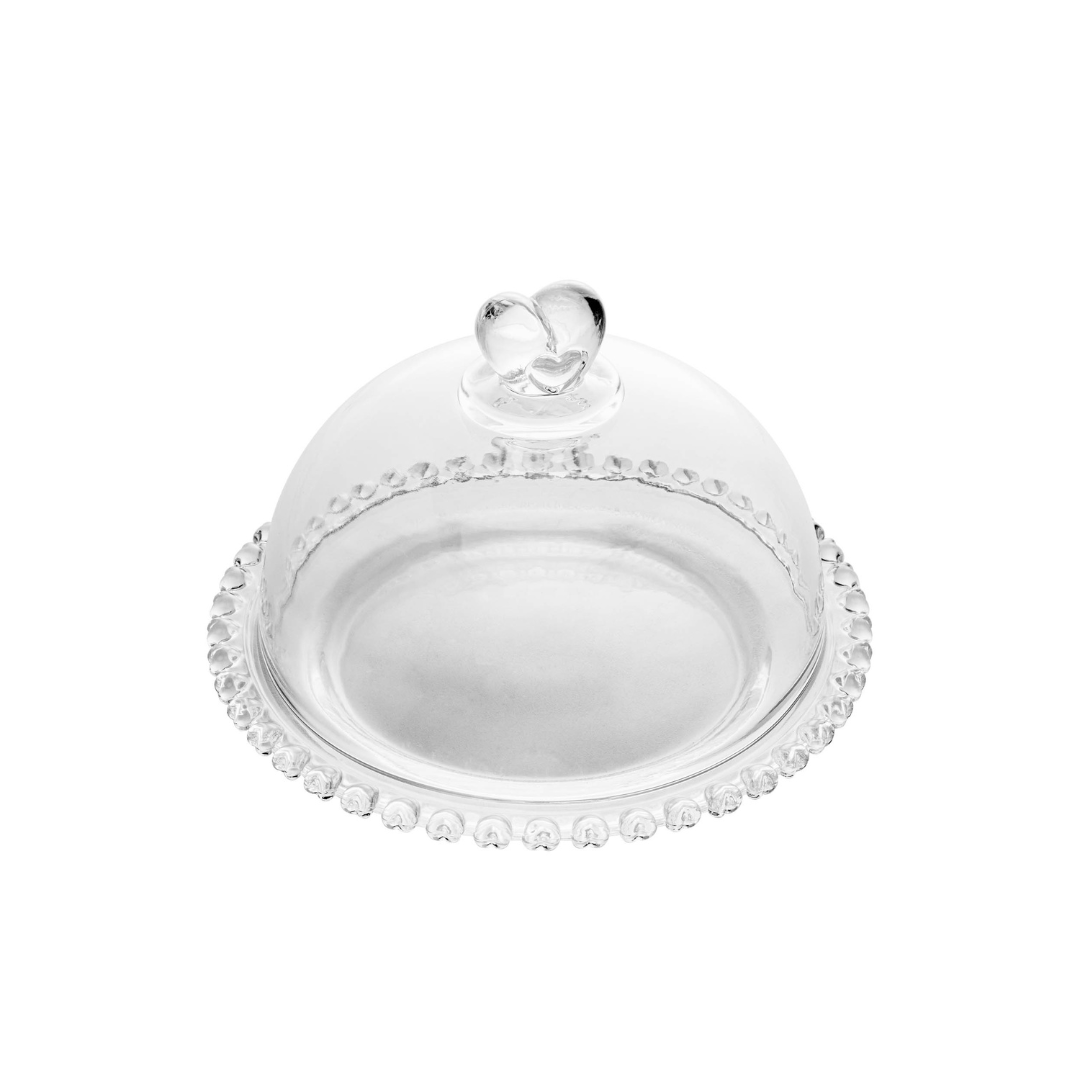 Queijeira de Cristal de Chumbo Tampa Coração 19,5 cm - Ela Decora