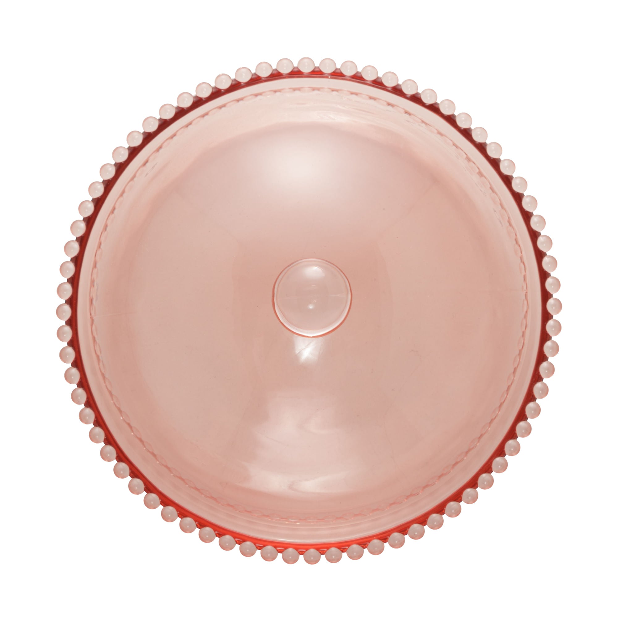 Queijeira de Cristal Pearl Bolinha Rosa - 20 cm - Ela Decora
