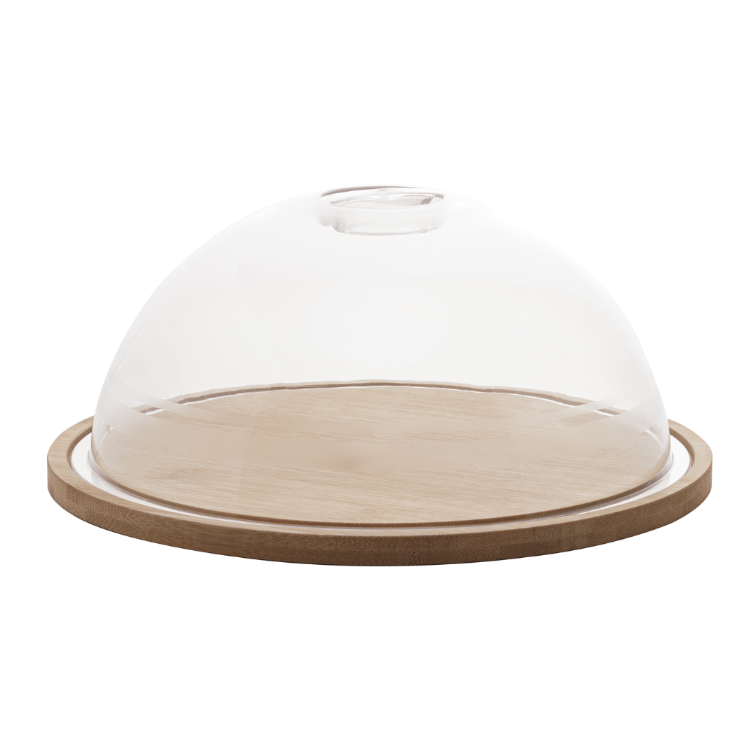 Queijeira em Bambu com Tampa de Plástico 23,5cm - Ela Decora