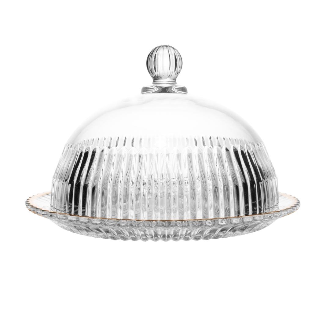 Queijeira Imperatriz em Cristal Fio de Ouro 20cm - Ela Decora