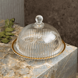 Queijeira Imperatriz em Cristal Fio de Ouro 20cm