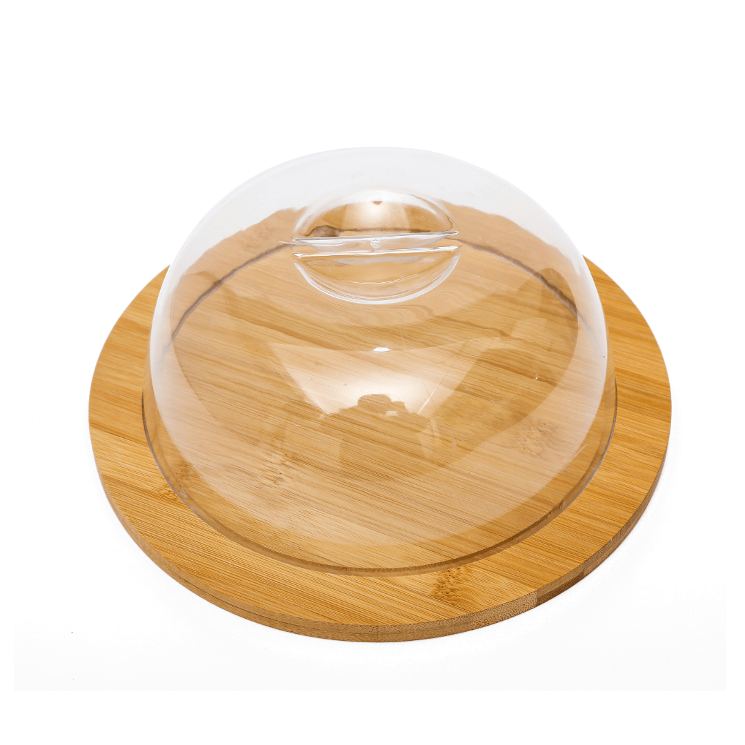 Queijeira Porta Queijo de Bambu com Tampa 20,5cm - Ela Decora