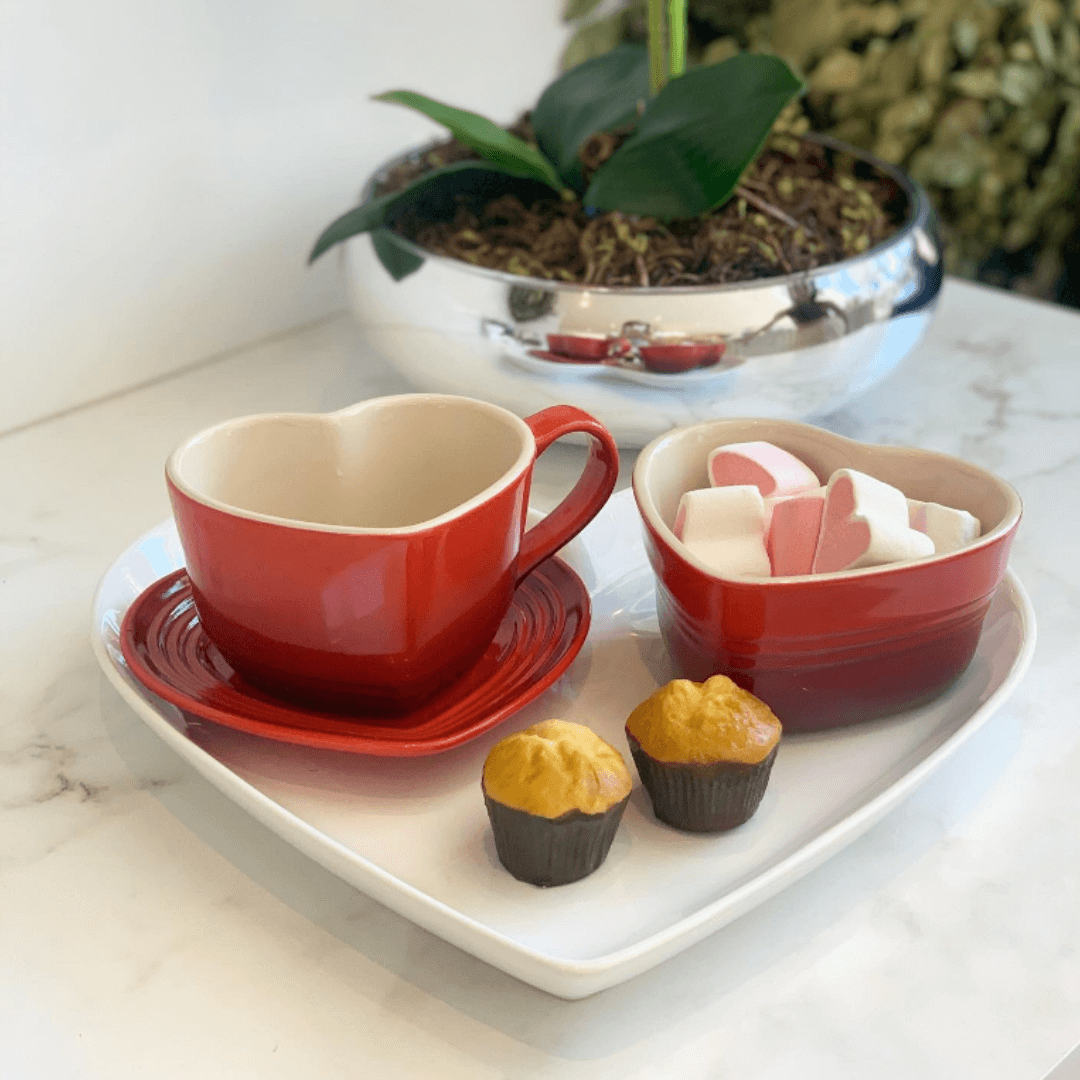 Ramekin Bowl em Formato de Coração Vermelho Le Creuset - Ela Decora