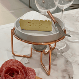 Rechaud De Porcelana Para Queijo Com Faca e Suporte Aço Rose Gold - Ela Decora