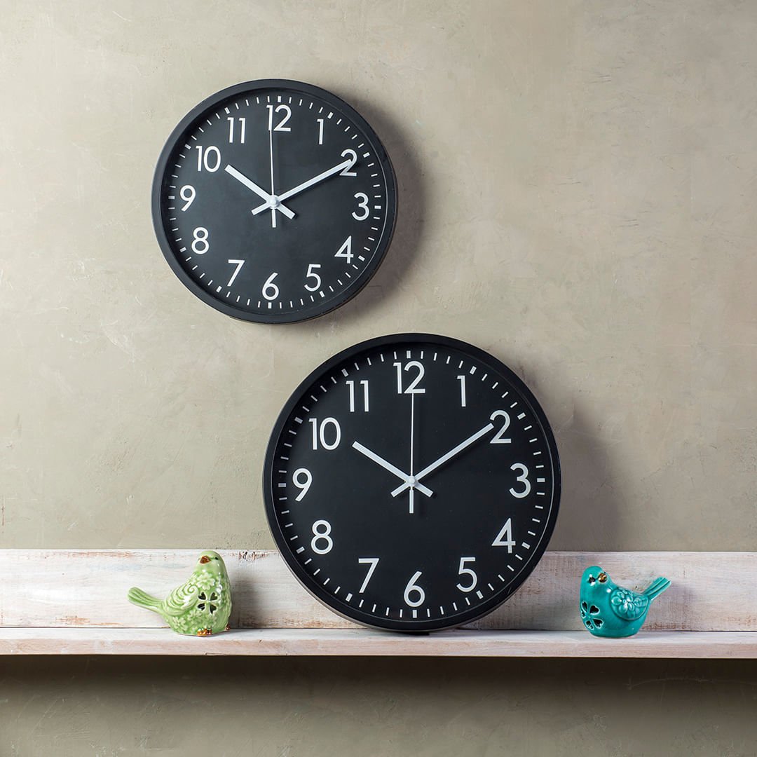Relógio de Parede Basic Preto 30cm - Ela Decora