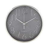 Relógio de Parede Cinza e Cromado 25cm - Ela Decora