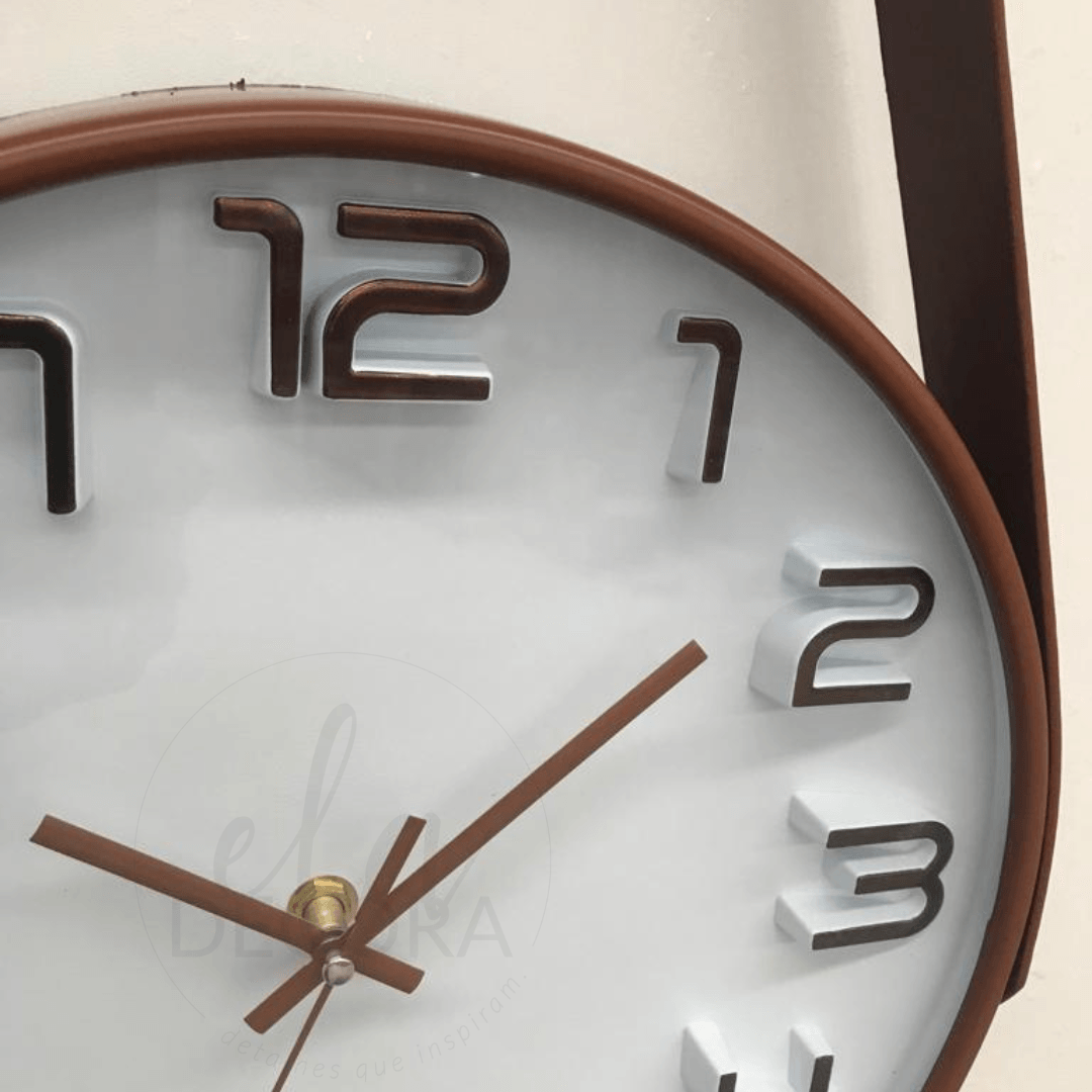 Relógio de Parede com Alça Bronze e Caramelo - Ela Decora