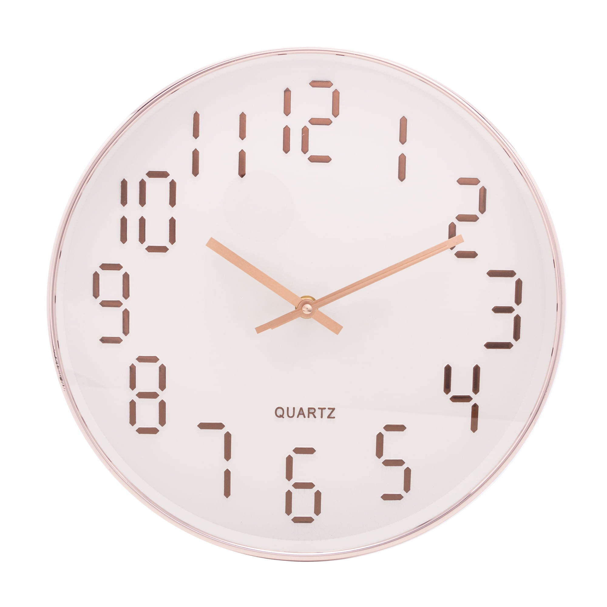 Relógio de Parede em Plástico Quartz Branco com Rose Gold 30,5cm - Ela Decora