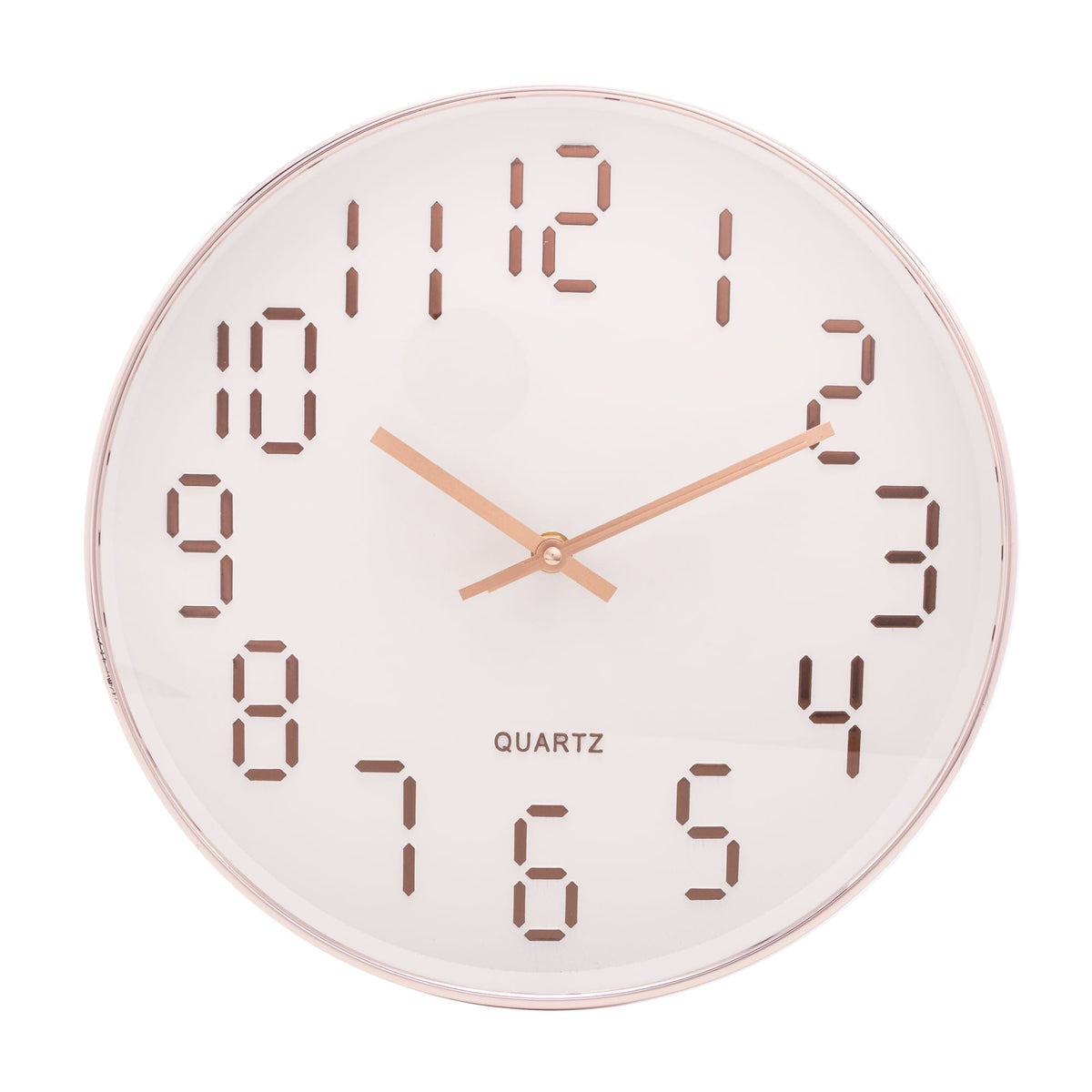 Relógio de Parede em Plástico Quartz Branco com Rose Gold 30,5cm - Ela Decora