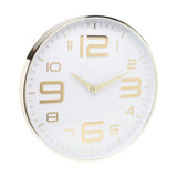 Relógio de Parede Moderno em Plástico Branco e Dourado 25cm - Ela Decora