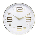 Relógio de Parede Moderno em Plástico Branco e Dourado 25cm - Ela Decora
