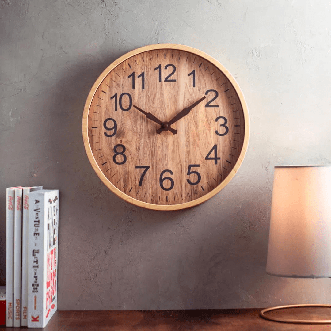 Relógio de Parede Wood Estilo Madeira Bambu 25,4cm - Ela Decora