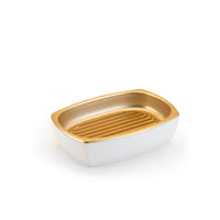 Saboneteira Branco Com Dourado Fosco - Ela Decora