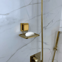 Saboneteira com Ventosa Aço Dourado 12cm - Ela Decora