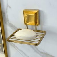 Saboneteira com Ventosa Aço Dourado 12cm - Ela Decora