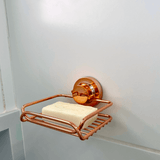 Saboneteira Com Ventosa Ultra Resistente Rose Gold Aramada