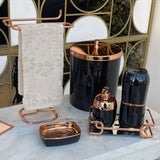 Saboneteira de Bancada Lavabo Linha Conceito Preta e Rose Gold - Ela Decora
