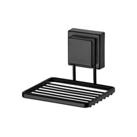 Saboneteira de Parede com Ventosa 12 cm Preto Fosco Fácil Instalação - Ela Decora