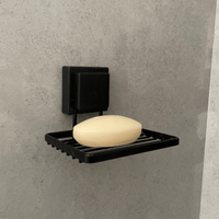 Saboneteira de Parede com Ventosa 12 cm Preto Fosco Fácil Instalação - Ela Decora