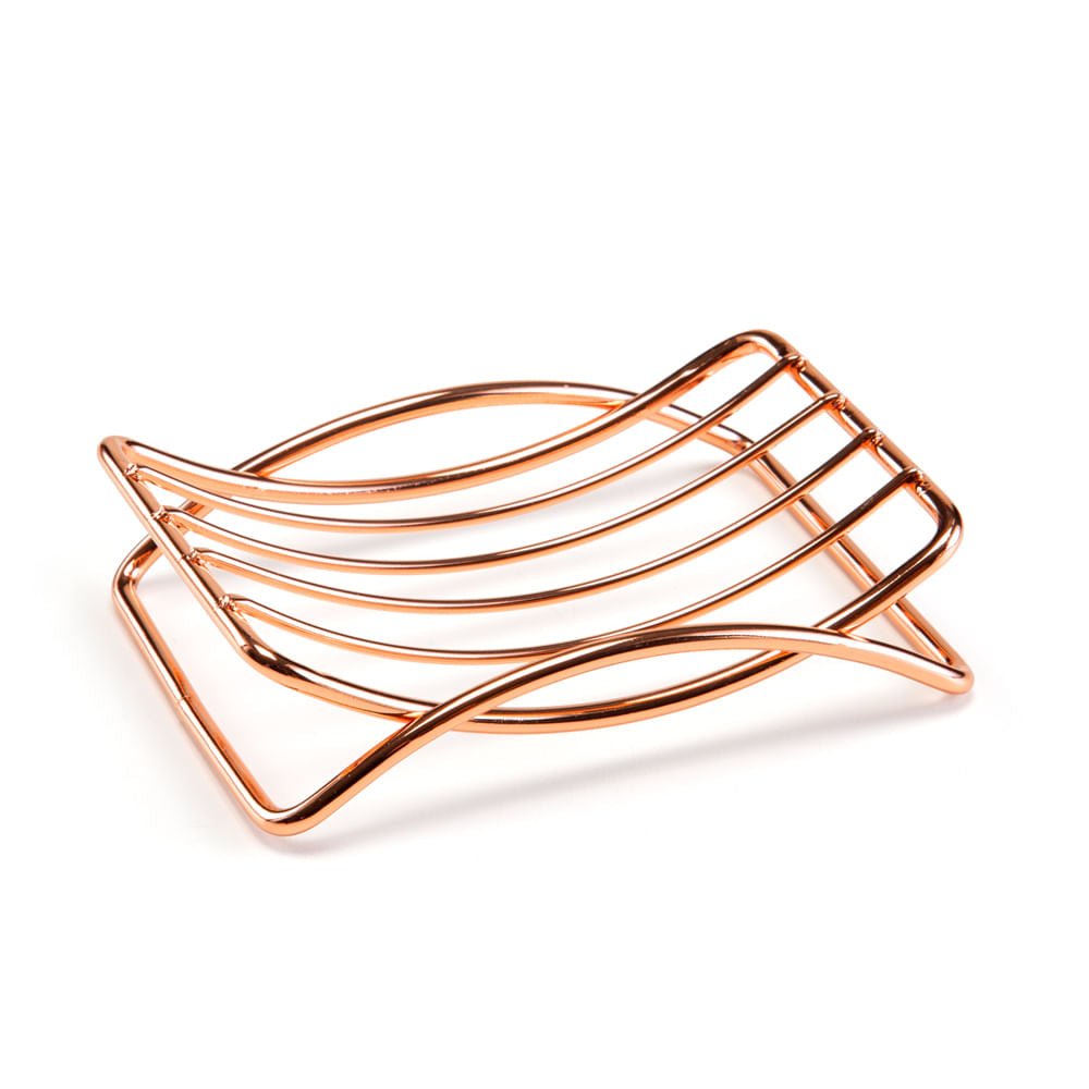 Saboneteira em Aço Bancada Banheiro Lavabo Rose Gold - Ela Decora