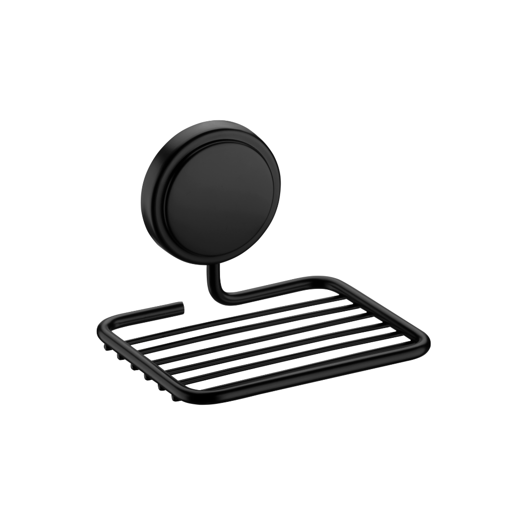 Saboneteira Fixação por Adesivo Preto Fosco 12,5cm - Ela Decora