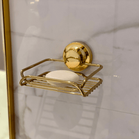 Saboneteira Fixação por Ventosa Dourado - Ela Decora