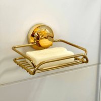Saboneteira Fixação por Ventosa Dourado - Ela Decora