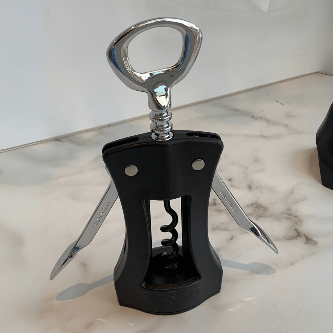 Abridor de garrafas saca Rolhas preto com alças