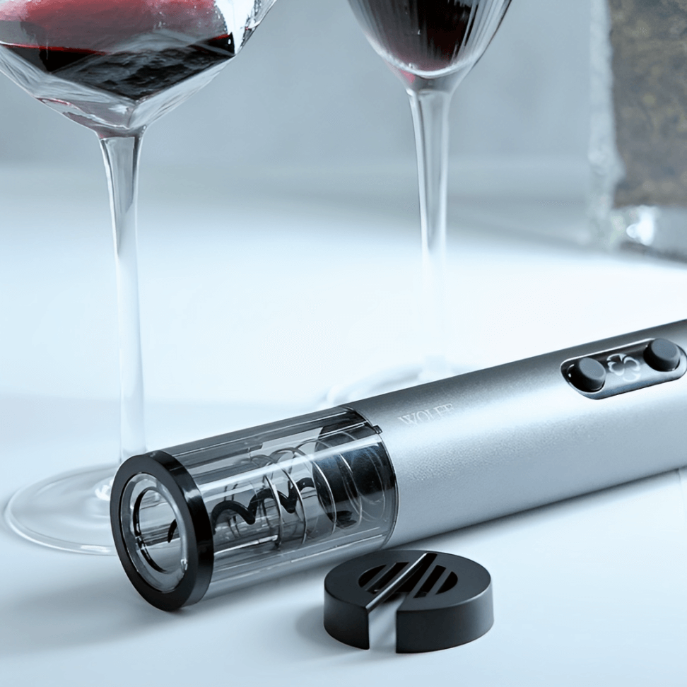 Saca Rolhas Elétrico Aço Inox com Entrada USB - Ela Decora