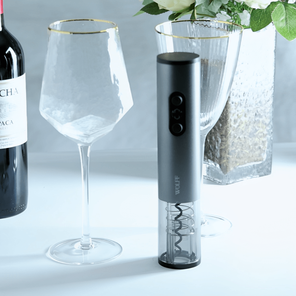 Saca Rolhas Elétrico Aço Inox com Entrada USB - Ela Decora