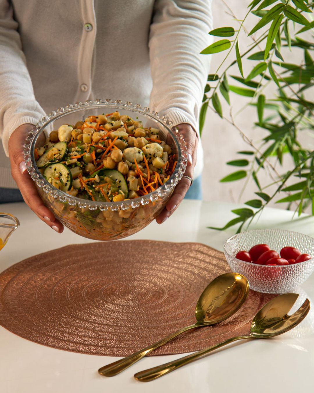 Saladeira Cristal de Chumbo Coração 21cm - Ela Decora