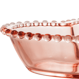 Saladeira de Cristal Coração Pearl Bolinha Rosa - 21 cm - Ela Decora
