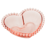 Saladeira de Cristal Coração Pearl Bolinha Rosa - 21 cm - Ela Decora