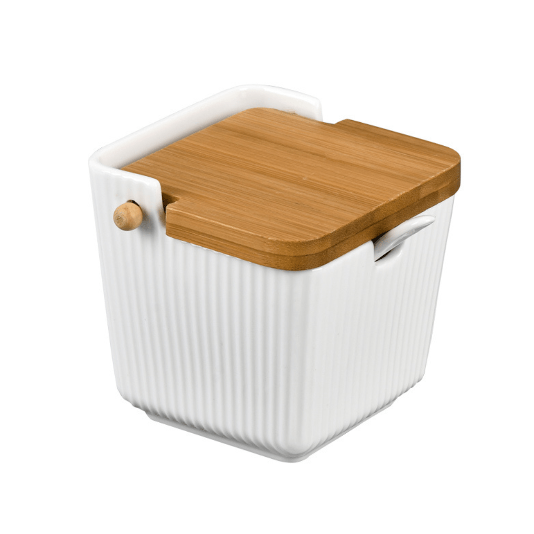 Saleiro com Colher Oasis Branco 300ml - Ela Decora