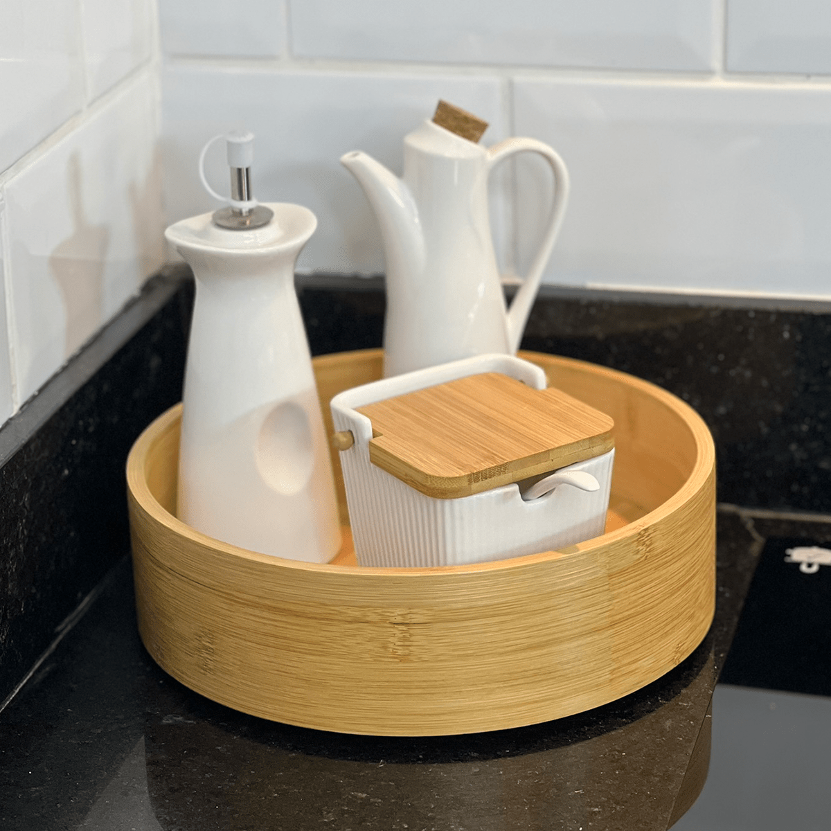 Saleiro com Colher Oasis Branco 300ml - Ela Decora