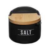 Saleiro de Porcelana com Colher Manhattan Preto 290ml - Ela Decora
