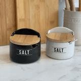Saleiro de Porcelana com Colher Manhattan Preto 290ml - Ela Decora