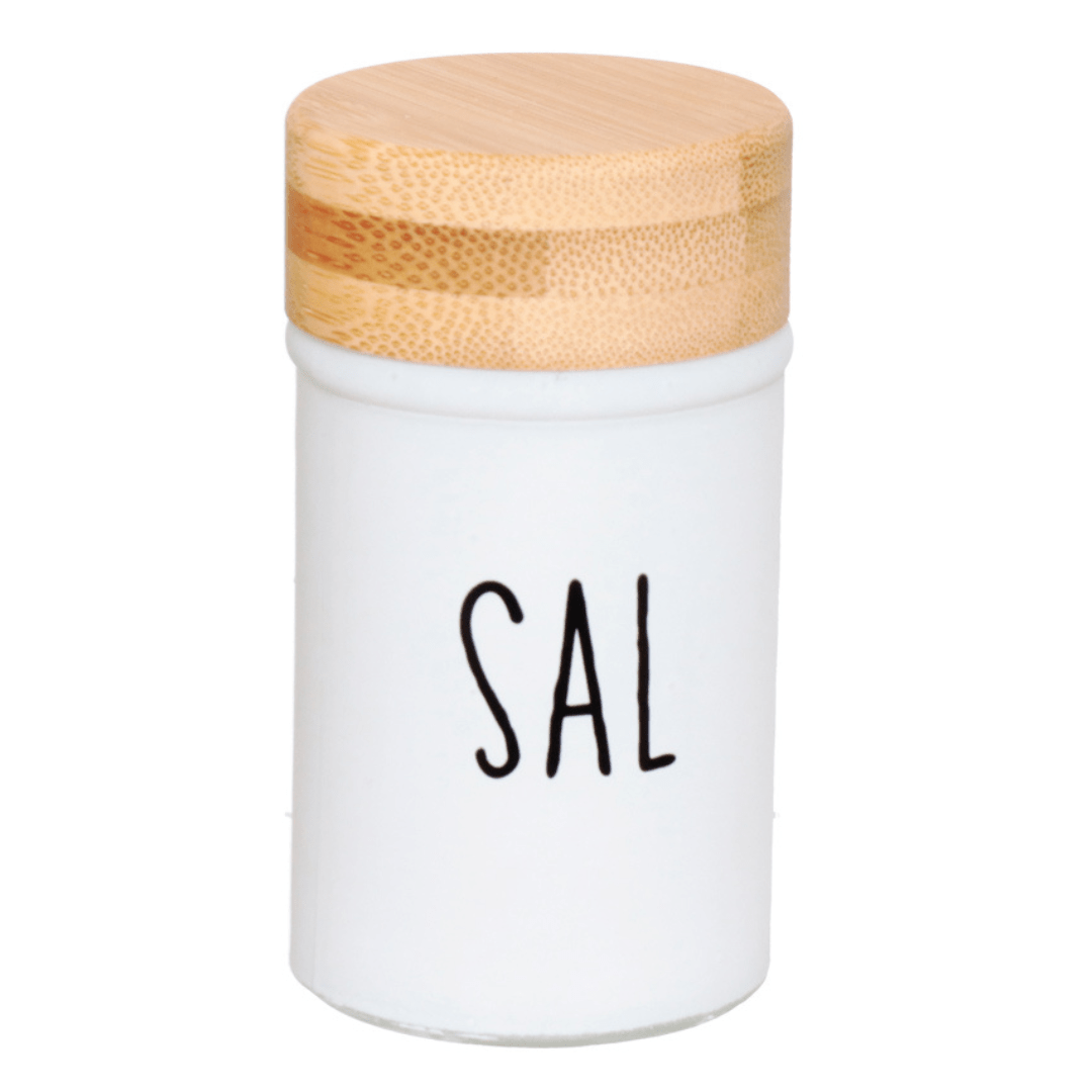 Saleiro e Branco Doha com Tampa de Bambu - Ela Decora