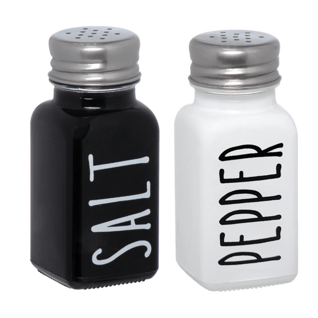 Saleiro e Pimenteiro de Vidro Manhattan Preto e Branco 80Ml 2 Peças - Ela Decora