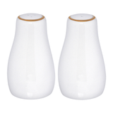 Saleiro e Pimenteiro Royal Porcelana Branco e Borda Dourada 2 Peças - Ela Decora