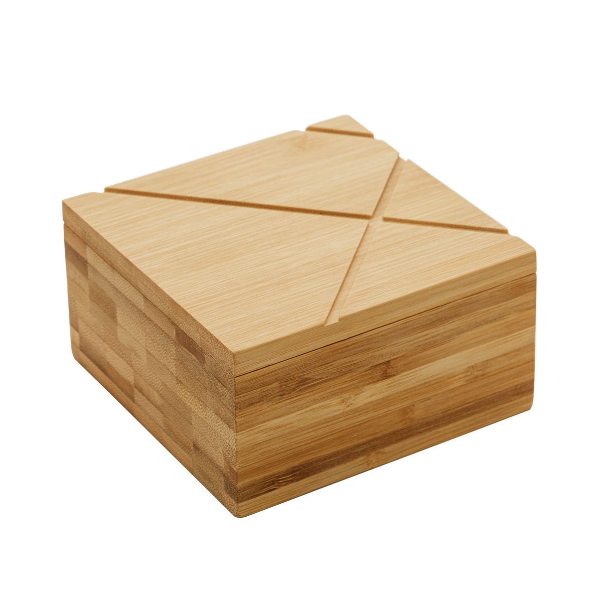 Saleiro Quadrado com Tampa em Bambu 13cm - Ela Decora