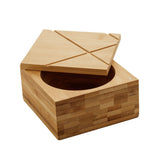 Saleiro Quadrado com Tampa em Bambu 13cm - Ela Decora