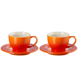 Set 2 Canecas com Pires para Expresso Laranja 200ml Le Creuset - Ela Decora