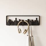 Skyline Cabideiro de Parede Cidade Preto com 5 Ganchos - Ela Decora