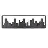 Skyline Cabideiro de Parede Cidade Preto com 5 Ganchos - Ela Decora
